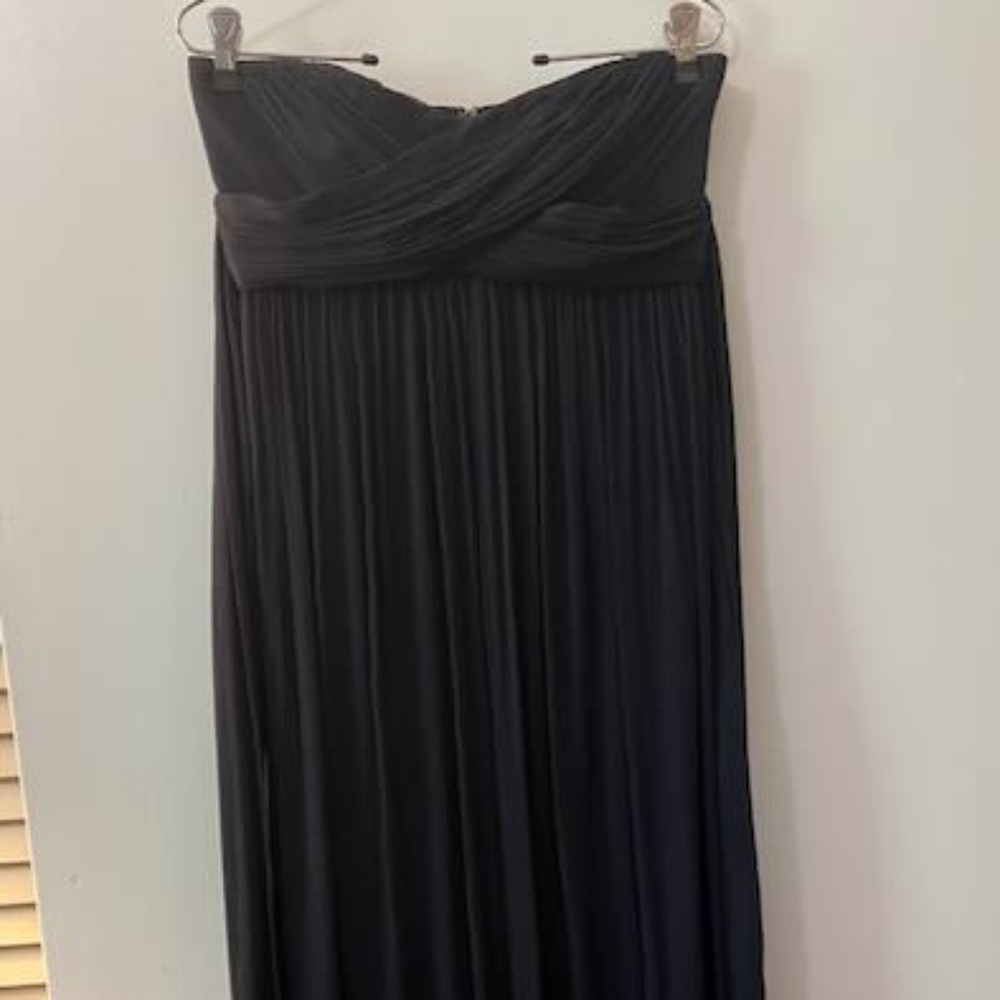 J. Crew Silk Strapless Tie Back Maxi Dress Midnight Blue Petite 2